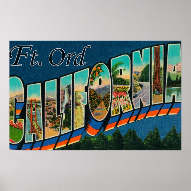 Ft. Ord, California - Large Letter Scenes Poster (Front)