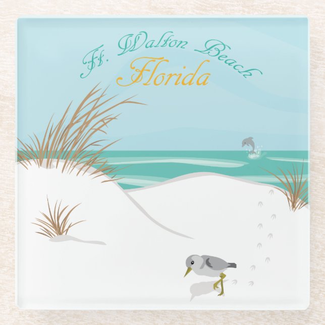 Ft. Walton Beach (Florida) Glass Coaster (Front)