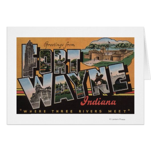 Ft. Wayne, Indiana - Large Letter Scenes Cards (Front Horizontal)