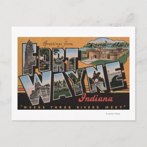 Ft Wayne Indiana _ Large Letter Scenes Postcard