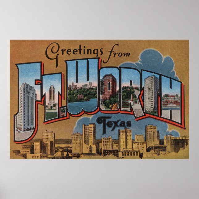 Ft. Worth, Texas - Large Letter Scenes Poster (Front)