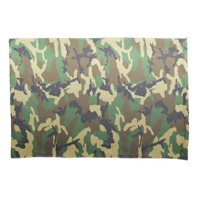 FTA Woodland Camouflage Camo Pattern Pillow Case (Front)