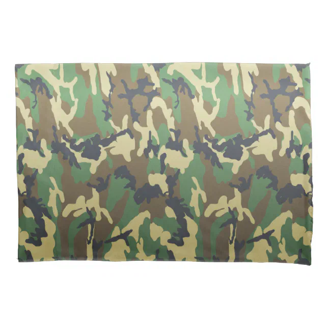 FTA Woodland Camouflage Camo Pattern Pillow Case | Zazzle