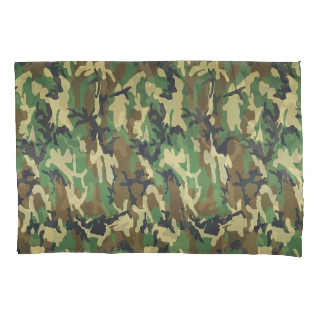 FTA Woodland Camouflage Camo Pattern Pillow Case (Front)