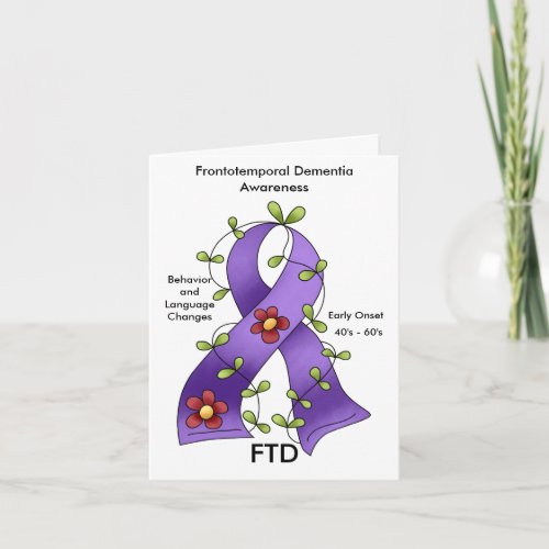 FTD Frontotemporal Dementia Purple Ribbon Notecard