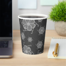 FTF Monochrome Paper Party Cups wLid in Dk Grays