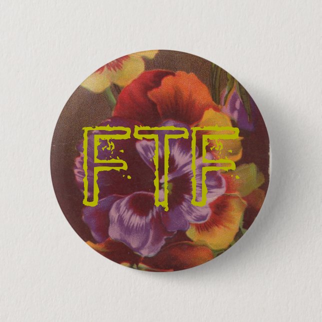 FTF Pansy Swag For Your Geocache Button (Front)