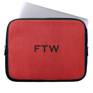 FTW monogram on Red Linen Texture Photo Laptop Sleeve