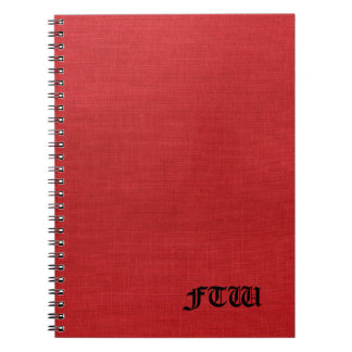 FTW monogram on Red Linen Texture Photo Notebook