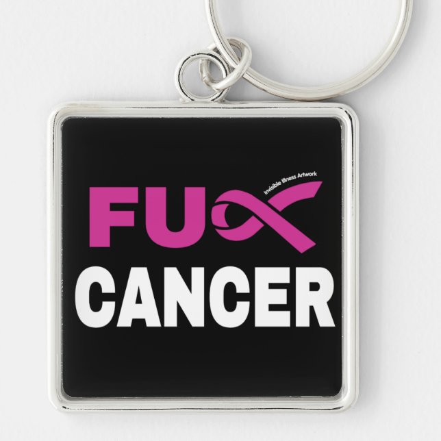 FU CANCER...Breast Cancer Keychain (Front)