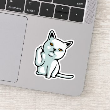 Fu Cat Funny Rude Hand Gesture Sticker by Stickies at Zazzle