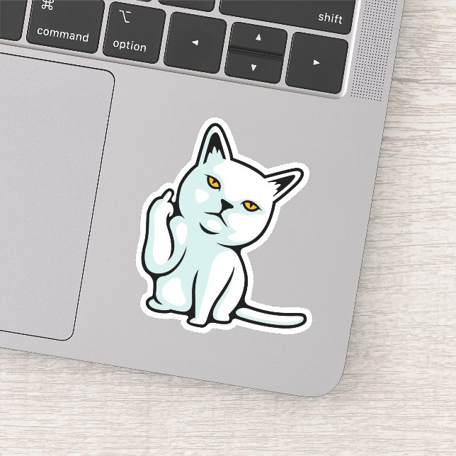FU cat funny rude hand gesture Sticker (Detail)