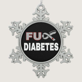 FU Diabetes Snowflake Pewter Christmas Ornament