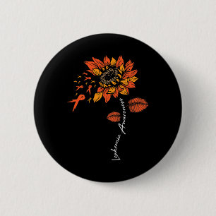Fu Leukemia Awareness Sunflower Orange Ribbon Sarc Button