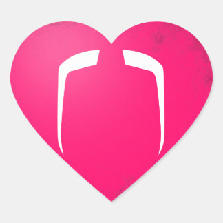 Fu Manchu Mustache Heart Sticker