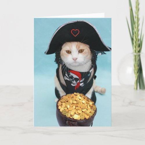 Funny Pirate Kitty Valentine Holiday Card