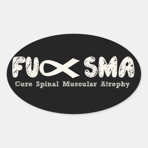 Fu SMA Awareness Ribbon Cream Oval Sticker