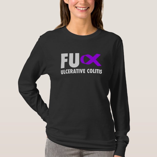 Fu Ulcerative Colitis Purple Ribbon - Ulcerative C T-Shirt (Front)