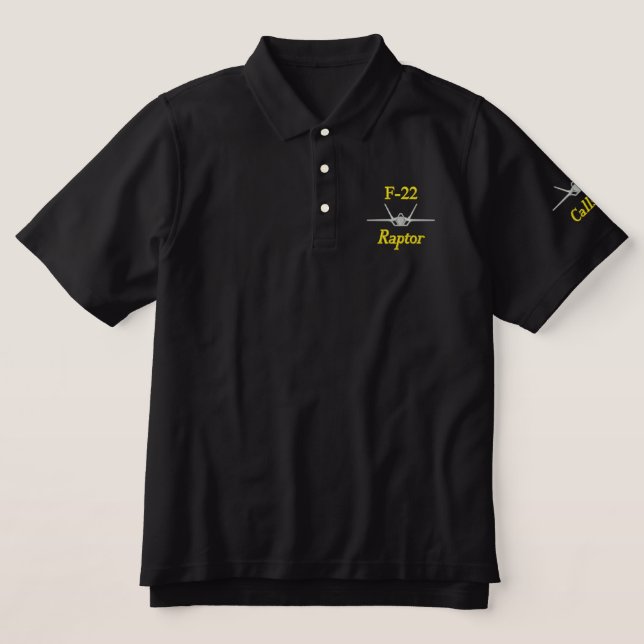 FU Wings on Golf Polo with F-22 and Call Sign (Design Front)