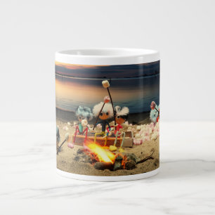 Fubbies at campfire with marchmello's. giant coffee mug