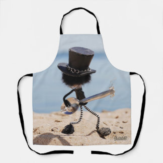 Fubby guitarist with Slash look alike hat. Apron