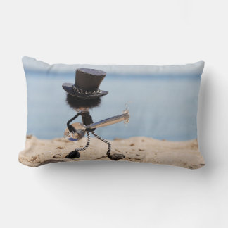Fubby guitarist with Slash look alike hat. Lumbar Pillow