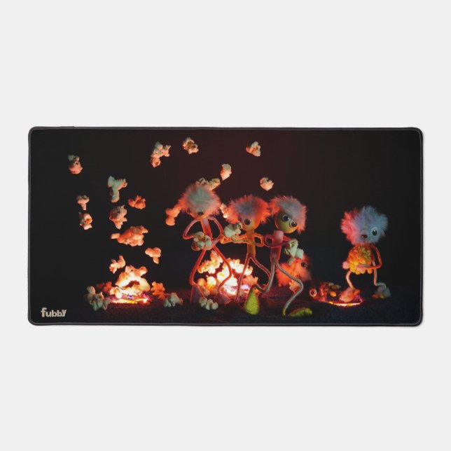 Fubby's with popcorn explosion from lava holes. desk mat (Front)