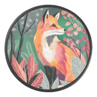 Fuchs Zauberwald Hand-Painted Nature Illustrations Hockey Puck