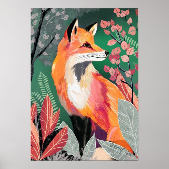 Fuchs Zauberwald Hand-Painted Nature Illustrations Poster (Front)