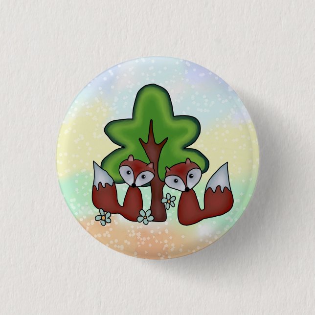 Füchse mit Baum Button (Front)