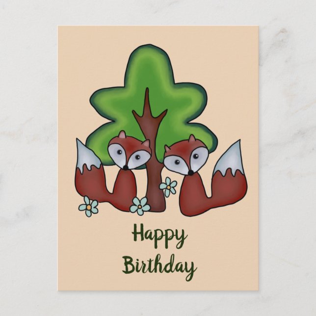 Füchse mit Baum Postcard (Front)
