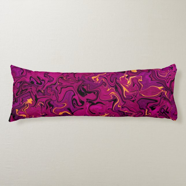 Fuchsia abstract fluid art, bold pink texture body body pillow (Front)