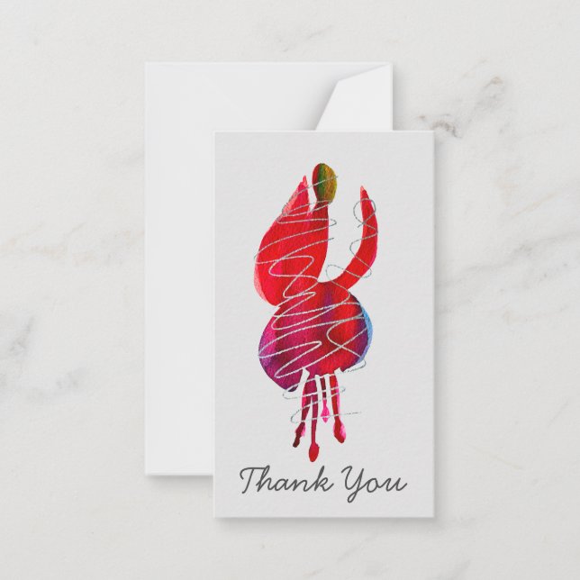 Fuchsia abstract watercolor floral note card (Front)
