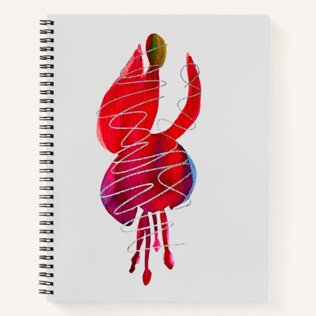 Fuchsia abstract watercolor floral notebook (Front)