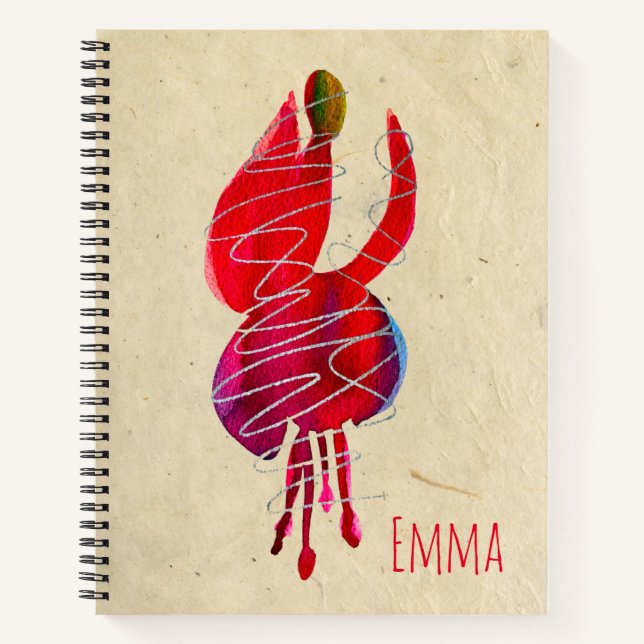 Fuchsia abstract watercolor floral notebook (Front)