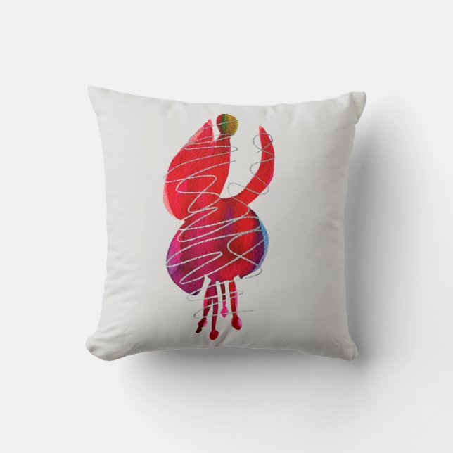 Fuchsia abstract watercolor floral throw pillow (Front)