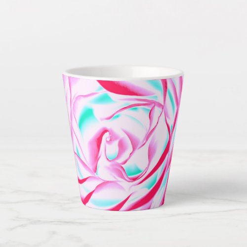 Fuchsia and Aqua Floral Design Latte Mug