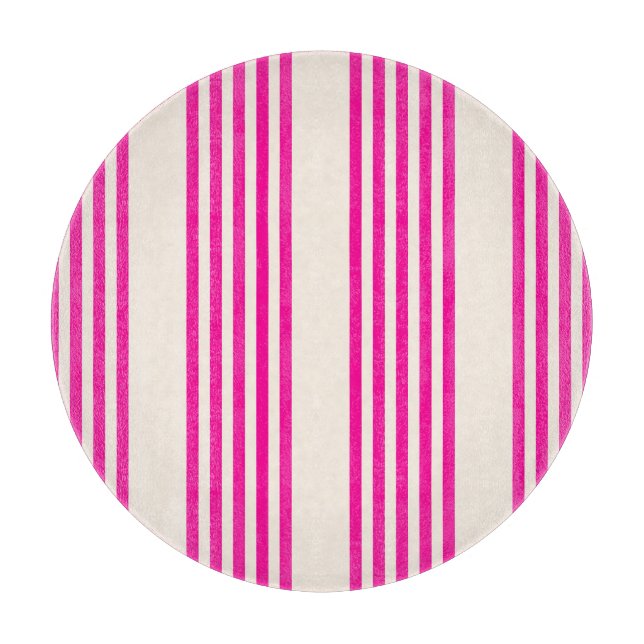 Fuchsia and beige five stripes pattern cutting board (Front)