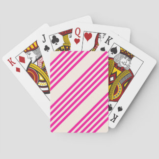 Fuchsia and beige five stripes pattern poker cards