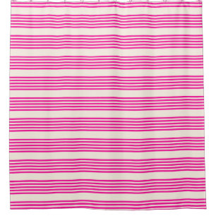 Fuchsia and beige five stripes pattern shower curtain