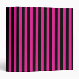 Fuchsia and black candy stripes 3 ring binder