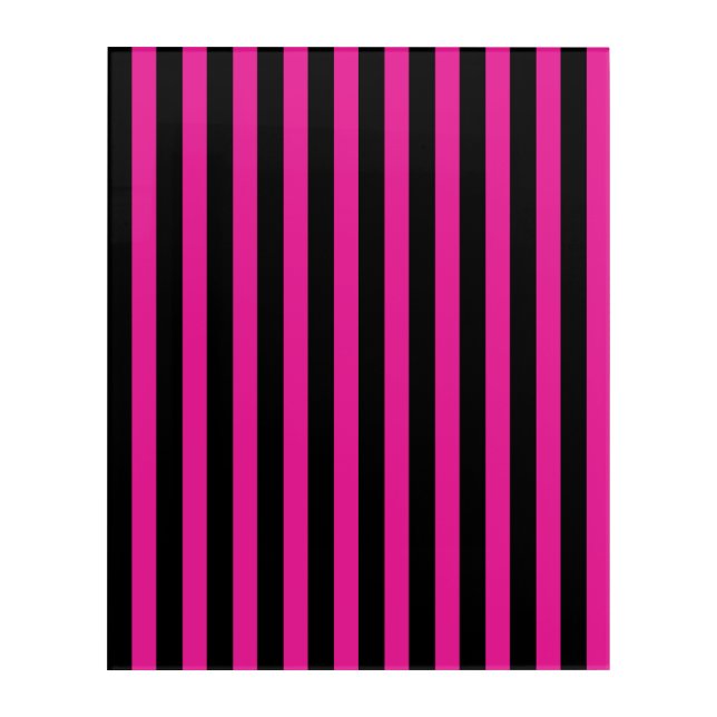 Fuchsia and black candy stripes acrylic print (Front)