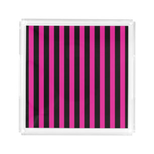 Fuchsia and black candy stripes acrylic tray