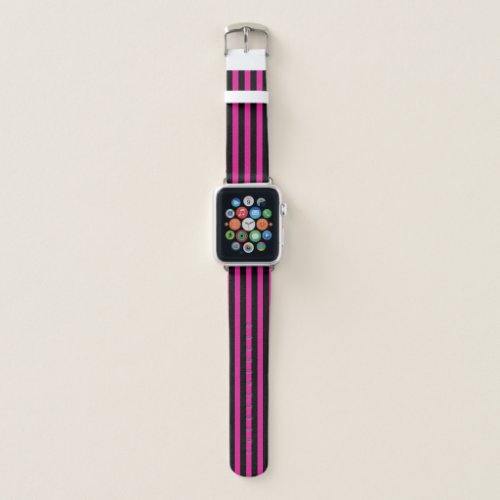 Fuchsia and black candy stripes apple watch band