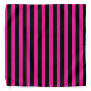 Fuchsia and black candy stripes bandana