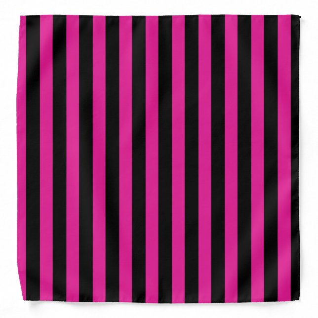 Fuchsia and black candy stripes bandana (Front)
