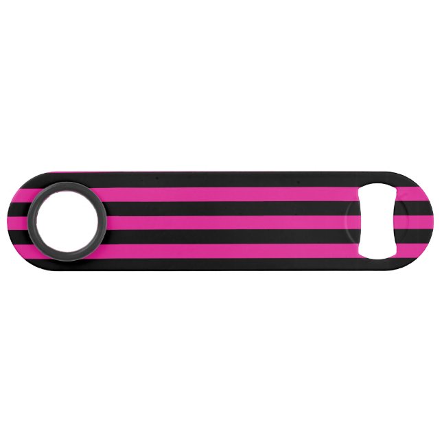 Fuchsia and black candy stripes bar key (Back Horizontal)