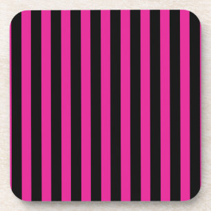 Fuchsia and black candy stripes beverage coaster