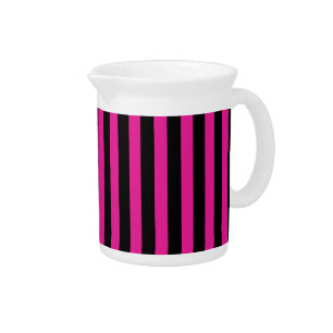 Fuchsia and black candy stripes beverage pitcher