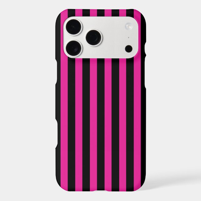 Fuchsia and black candy stripes Case-Mate iPhone case (Back)
